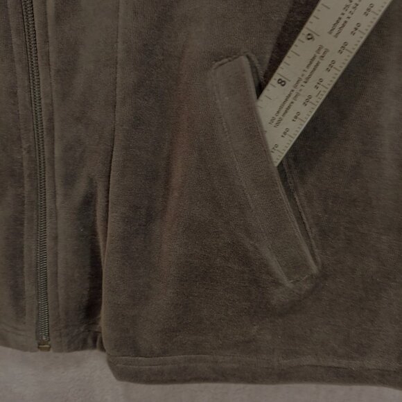 Chico's Spa Womens XL jacket Zip Charcoal Velour Beaded Quilted Embossed design - Picture 10 of 14